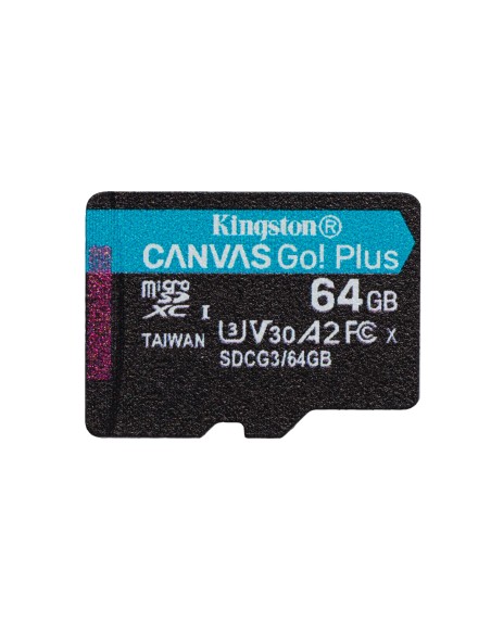 Kingston Technology Scheda microSDXC Canvas Go Plus 170R A2 U3 V30 da 64GB confezione singola senza adattatore