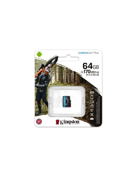 Kingston Technology Scheda microSDXC Canvas Go Plus 170R A2 U3 V30 da 64GB confezione singola senza adattatore