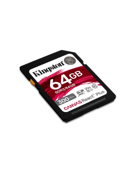 Kingston Technology 64GB Canvas React Plus SDXC UHS-II 300R 260W U3 V90 for Full HD 4K 8K