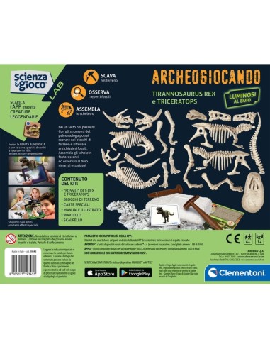 Clementoni Science & Jeu laboratoire ARCHEOGIOCANDO - T-REX E TRICERATOPO