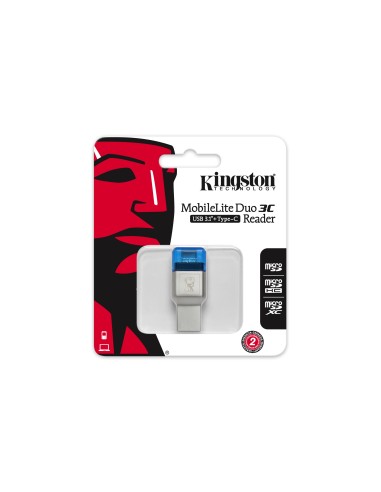Kingston Technology MobileLite Duo 3C lettore di schede USB 3.2 Gen 1 (3.1 Gen 1) Type-A Type-C Blu, Argento