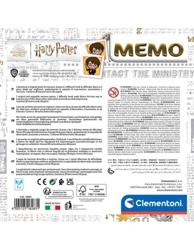 Clementoni Harry Potter MEMO GAME Carta da gioco Abbinamento