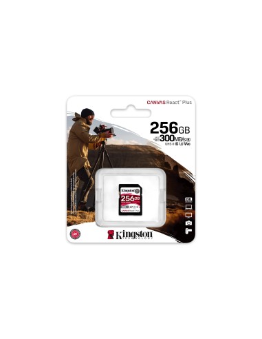 Kingston Technology 256GB Canvas React Plus SDXC UHS-II 300R 260W U3 V90 for Full HD 4K 8K
