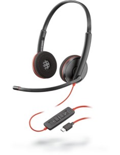 POLY Blackwire C3220 Auricolare Cablato A Padiglione Musica e Chiamate USB tipo-C Nero, Rosso