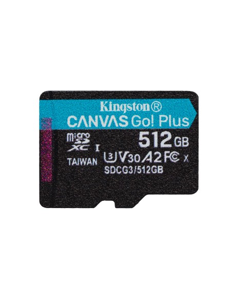 Kingston Technology Scheda microSDXC Canvas Go Plus 170R A2 U3 V30 da 512GB + adattatore