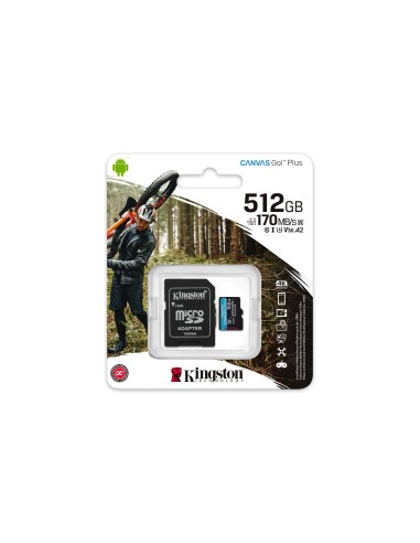 Kingston Technology Scheda microSDXC Canvas Go Plus 170R A2 U3 V30 da 512GB + adattatore