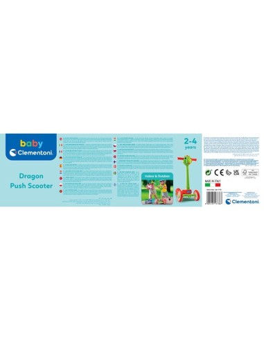 Baby Dragon Push Scooter Bambini Monopattino a tre ruote Verde, Multicolore, Rosso