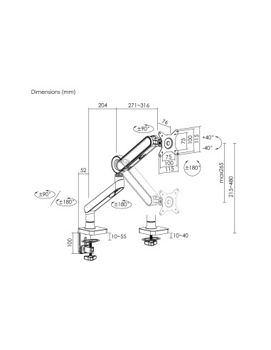 Equip 650185 supporto da tavolo per Tv a schermo piatto 88,9 cm (35") Bianco Scrivania