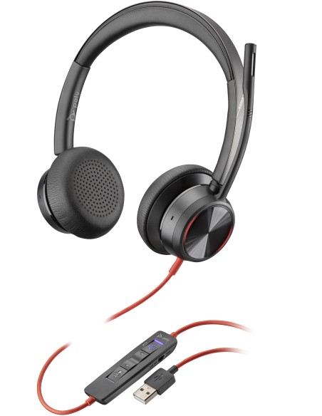 POLY Cuffie Blackwire 8225 Microsoft Teams con connettore USB-A, certificata per Microsoft Teams