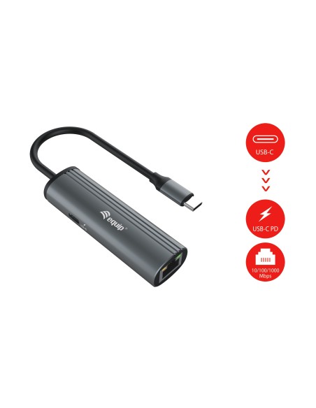 Equip 133486 replicatore di porte e docking station per laptop USB tipo-C Nero, Grigio