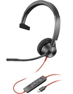 POLY Cuffie monoaurali Blackwire 3310 con connettore USB-C, certificate per Microsoft Teams + adattatore USB-C A
