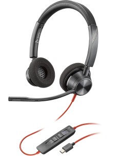 POLY Cuffie stereo Blackwire 3320 con connettore USB-C, certificate per Microsoft Teams + adattatore USB-C A