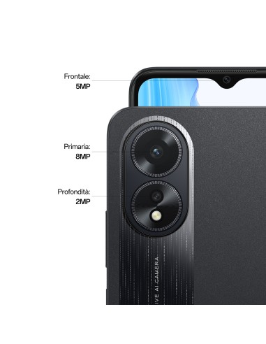 OPPO A18 4G Smartphone, AI Doppia fotocamera 8+2MP, Selfie 5MP, Display 6.56” 90HZ LCD HD+, 5000mAh, RAM 4GB (Esp