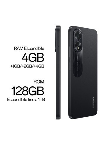 OPPO A18 4G Smartphone, AI Doppia fotocamera 8+2MP, Selfie 5MP, Display 6.56” 90HZ LCD HD+, 5000mAh, RAM 4GB (Esp