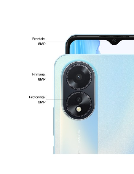 OPPO A18 4G Smartphone, AI Doppia fotocamera 8+2MP, Selfie 5MP, Display 6.56” 90HZ LCD HD+, 5000mAh, RAM 4GB (Esp