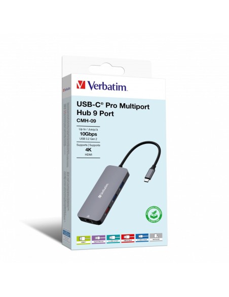 Verbatim CMH-09 USB tipo-C 10000 Mbit s Argento
