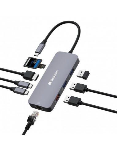 Verbatim CMH-09 USB tipo-C 10000 Mbit s Argento