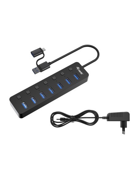 Equip 128965 hub di interfaccia USB 3.2 Gen 1 (3.1 Gen 1) Type-A 5000 Mbit s Nero