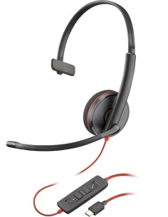 POLY Cuffie monoaurali Blackwire 3210 con connettore USB-C + adattatore USB-C A