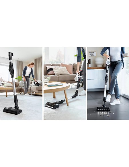 Bosch BBS711W scopa elettrica Aspirapolvere a bastone Batteria Secco Senza sacchetto 0,3 L Nero, Acciaio inossidabile, Bianco