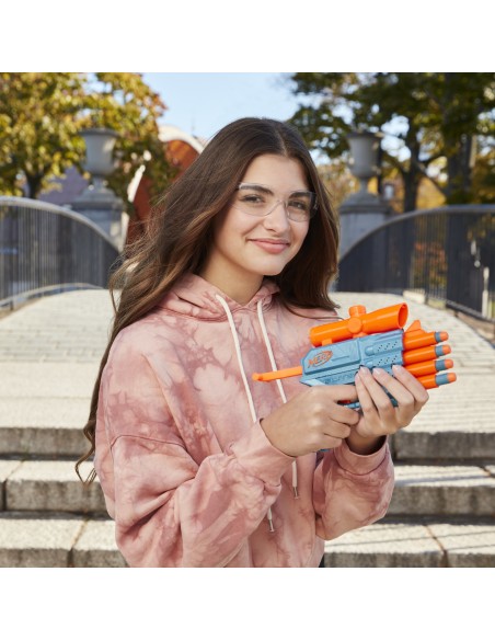 Nerf Elite 2.0 - Prospect QS-4, blaster con 8 dardi originali Elite, può contenere fino a 4 dardi, mirino telescopico fisso
