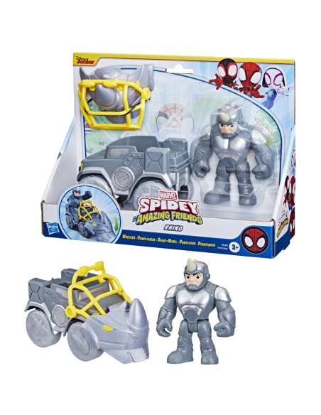 Marvel Spidey e I Suoi Fantastici Amici, set Rhino Wracker, action figure con veicolo e accessorio, giocattoli per età