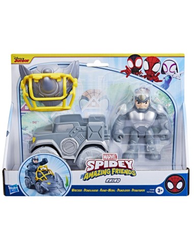 Marvel Spidey e I Suoi Fantastici Amici, set Rhino Wracker, action figure con veicolo e accessorio, giocattoli per età