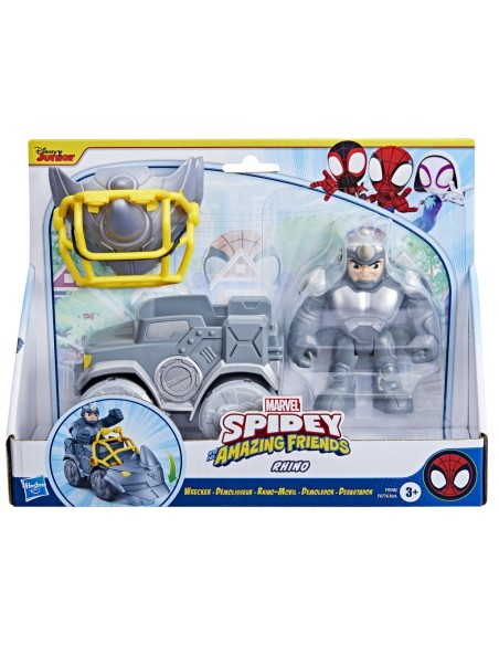 Marvel Spidey e I Suoi Fantastici Amici, set Rhino Wracker, action figure con veicolo e accessorio, giocattoli per età