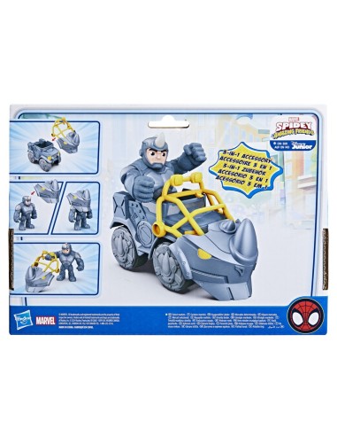 Marvel Spidey e I Suoi Fantastici Amici, set Rhino Wracker, action figure con veicolo e accessorio, giocattoli per età