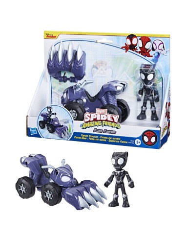 Marvel Spidey e I Suoi Fantastici Amici, set Black Panther Panther Patroller, action figure con veicolo e accessorio,