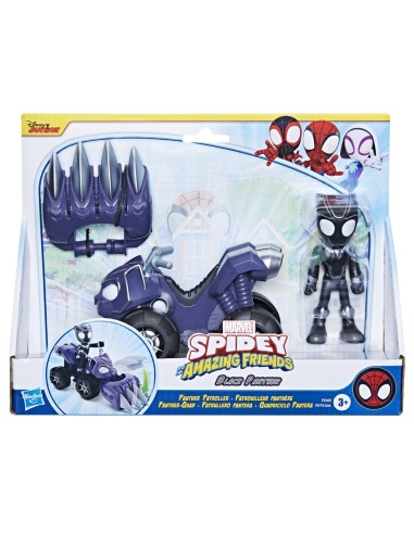 Marvel Spidey e I Suoi Fantastici Amici, set Black Panther Panther Patroller, action figure con veicolo e accessorio,