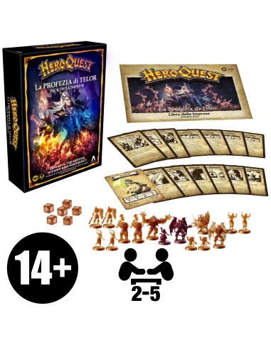 Hasbro Gaming Avalon Hill HeroQuest, pack delle imprese La Profezia di Telor, dai 14 anni in su, da 2 a 5 giocatori, richiede