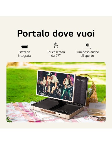 LG StanbyME Go 27LX5QKNA Schermo 27'' Touchscreen, portatile, Batteria, WebOS