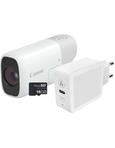 Canon PowerShot ZOOM, fotocamera compatta in stile monocolo, kit essenziale, bianco