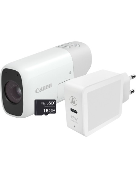 Canon PowerShot ZOOM, fotocamera compatta in stile monocolo, kit essenziale, bianco