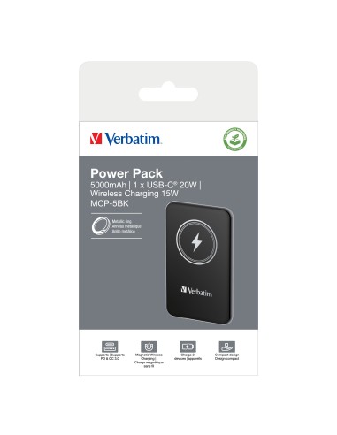 Verbatim Charge 'n' Go Polimeri di litio (LiPo) 5000 mAh Carica wireless Nero