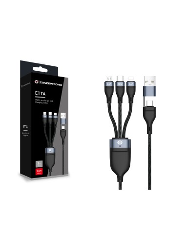 Conceptronic ETTA05B15 cavo USB 1,5 m USB 2.0 USB C USB C Micro-USB B Lightning Nero