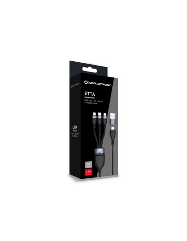 Conceptronic ETTA05B15 cavo USB 1,5 m USB 2.0 USB C USB C Micro-USB B Lightning Nero