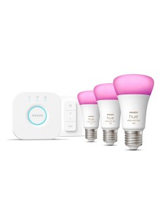 Philips Hue White and Color ambiance Starter Kit Bridge + 3 Lampadine Smart E27 75W+ Dimmer Switch