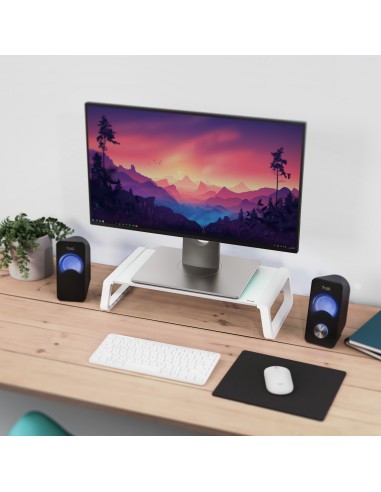 Trust 25351 supporto da tavolo per Tv a schermo piatto Trasparente, Bianco Scrivania