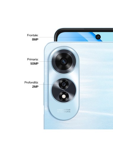 OPPO A60 Smartphone, AI Doppia Fotocamera 50+2MP, Selfie 8MP, Display 6.67” 90HZ LCD HD+, 5000mAh, RAM 8(Esp4GB 6GB 8GB)+ROM