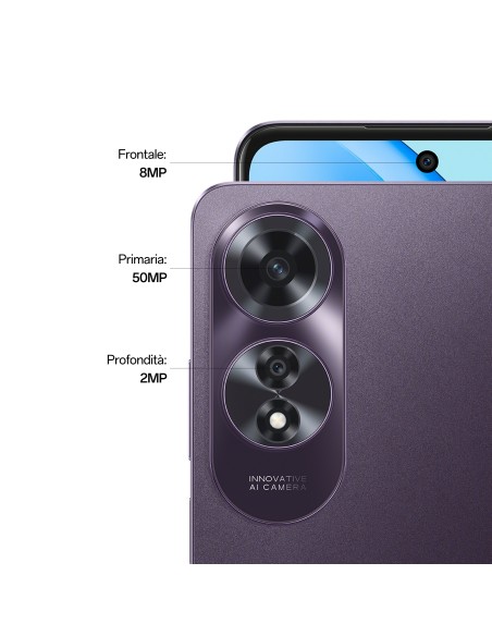 OPPO A60 Smartphone, AI Doppia Fotocamera 64+2MP, Selfie 8MP, Display 6.67” 90HZ AMOLED HD+, 5000mAh, RAM 8(Esp4GB 6GB 8GB)+ROM