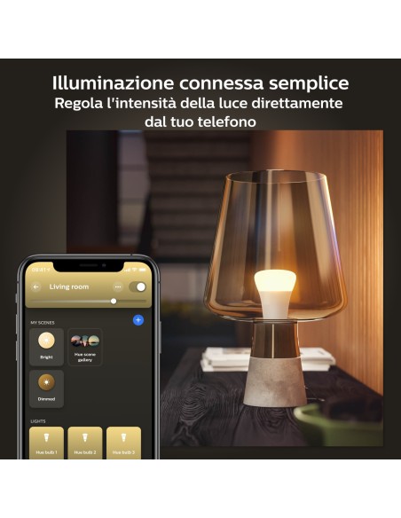 Philips Hue White 4 Lampadine Smart E27 60 W