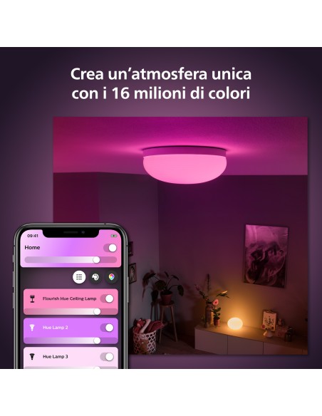 Philips Hue White and Color ambiance Flourish Plafoniera Smart Bianco in Vetro