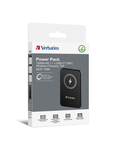 Verbatim Charge 'n' Go Polimeri di litio (LiPo) 10000 mAh Carica wireless Nero
