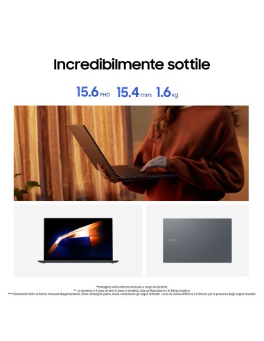 Samsung Galaxy Book4 Intel Core 7 150U Computer portatile 39,6 cm (15.6") Full HD 16 GB LPDDR4x-SDRAM 1 TB SSD NVIDIA GeForce