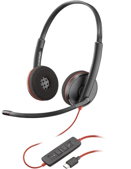 POLY Cuffie Blackwire 3220 stereo USB-C + adattatore USB-C A (sfuse)