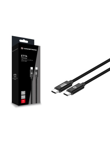 Conceptronic ETTA02B20 cavo USB 2 m USB 3.2 Gen 2 (3.1 Gen 2) USB C Nero