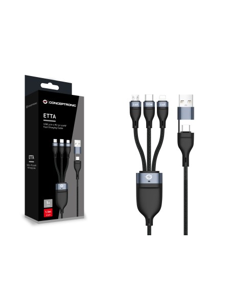 Conceptronic ETTA06B15 cavo USB 1,5 m USB 2.0 USB C USB C Micro-USB B Lightning Nero