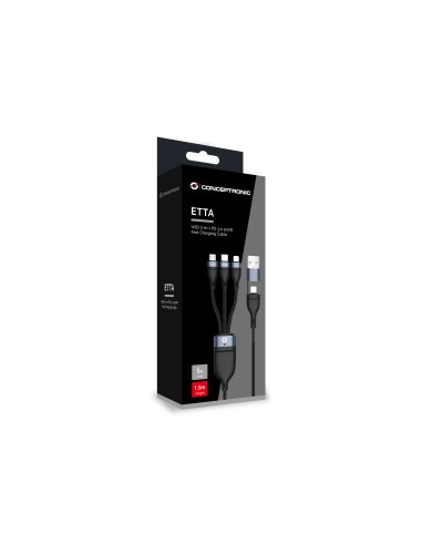 Conceptronic ETTA06B15 cavo USB 1,5 m USB 2.0 USB C USB C Micro-USB B Lightning Nero